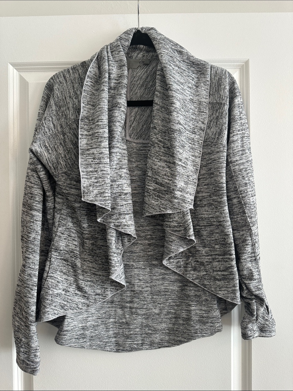 Athleta Heather Gray Open-Front Waterfall Cardigan